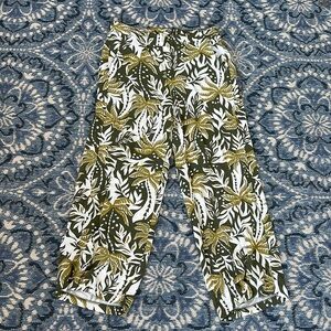 Old Navy Olive Green and White Wide Leg Pants